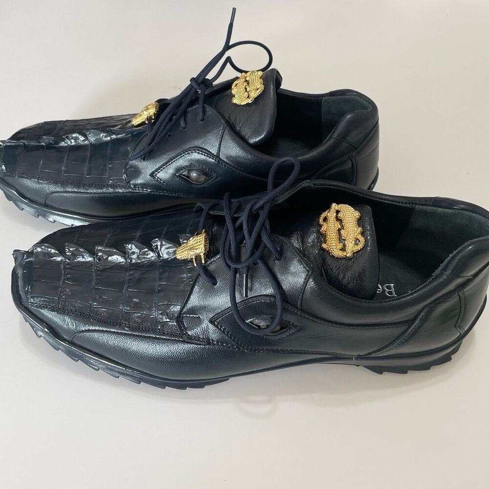 Studio Belvedere Hornback/Calf Men’s Size 10 Shoes Night Blue - Picture 5 of 12